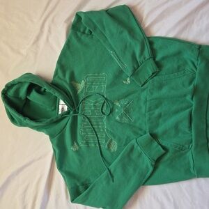 WICKED Womens Hoodie Broom and Wand Embroidered Green Sz Small Official Merch